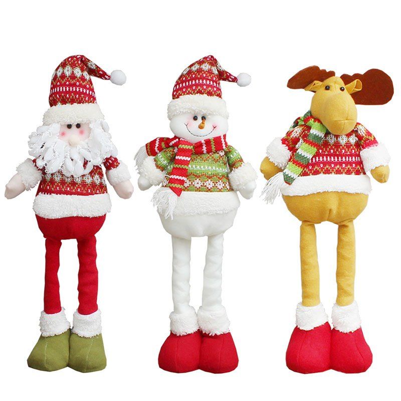 

3Pcs Retractable Santa Claus Elk Snowman Pattern Christmas Dolls, Colorful