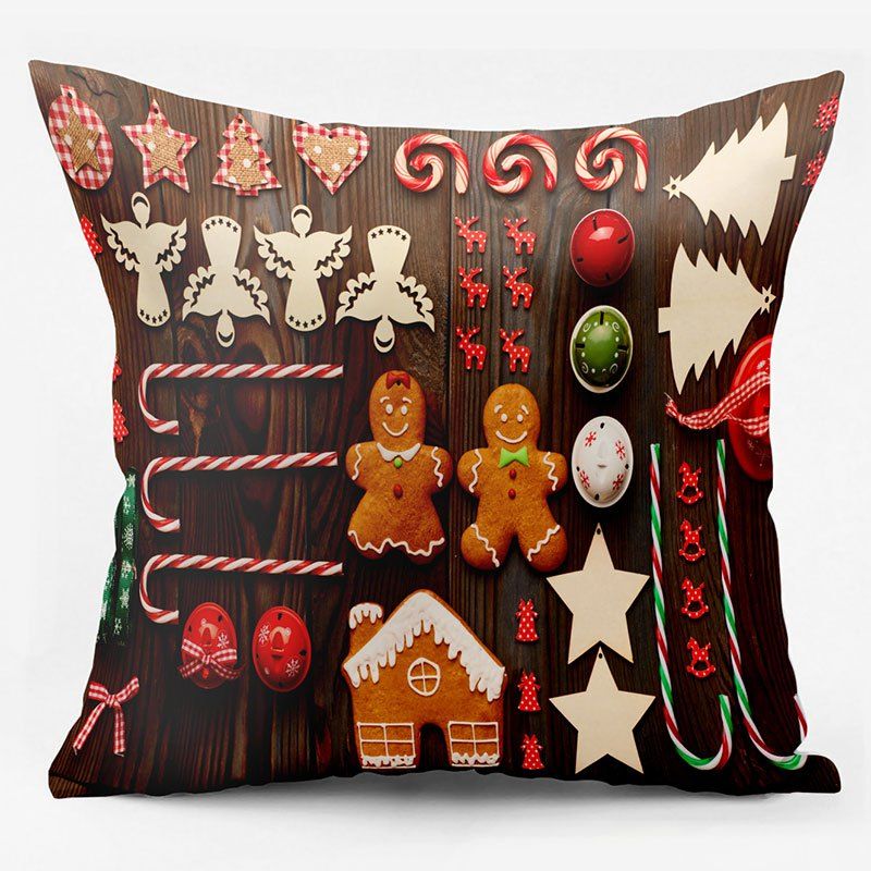 

Christmas Elements Double Sided Printed Decorative Pillowcase, Brown