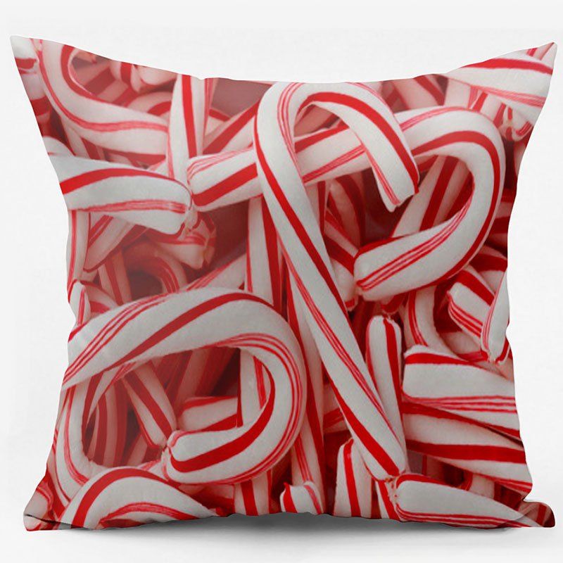 

Candy Canes Double Sided Printed Christmas Decorative Pillow Case, Red and white