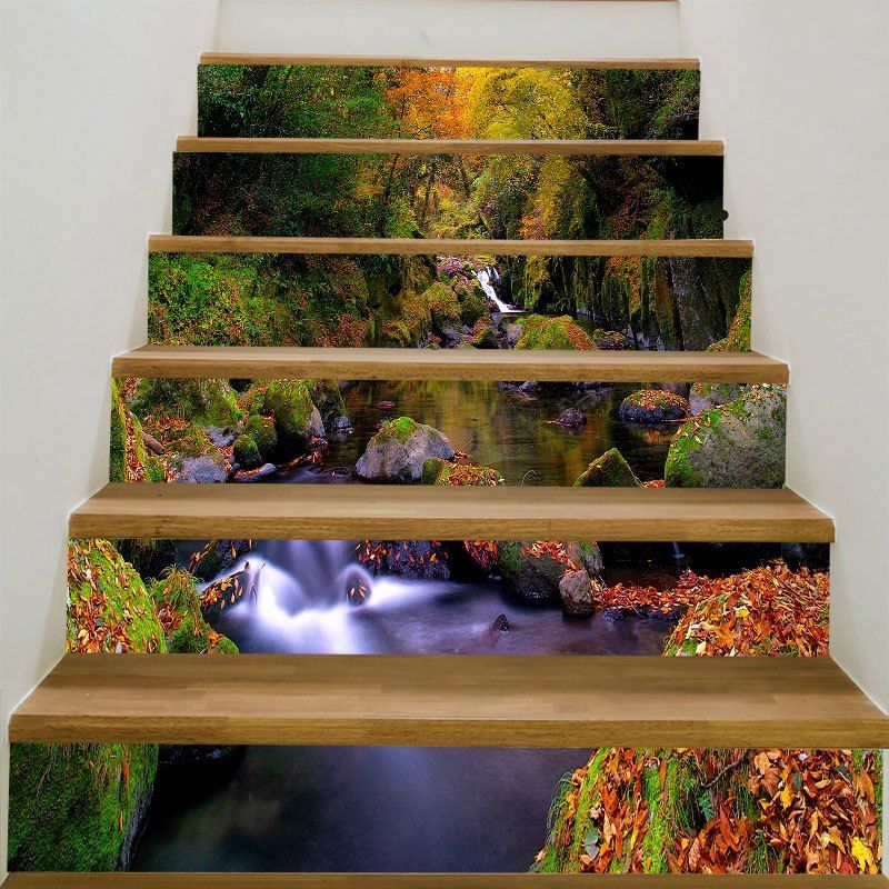 

Forest Stream Print 6Pcs Stair Stickers, Colorful