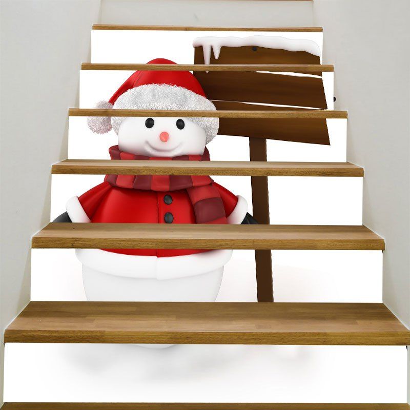 

Lovely Christmas Snowman Pattern Decorative DIY Stair Stickers, Colorful