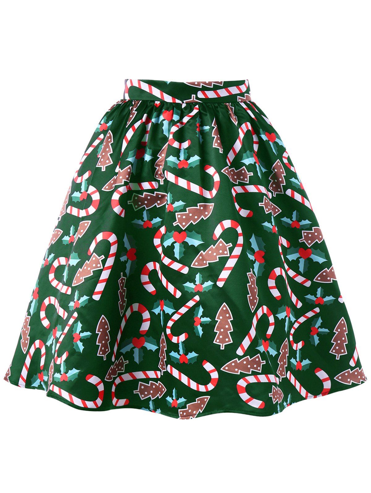

Christmas Graphic Flare Skirt, Green