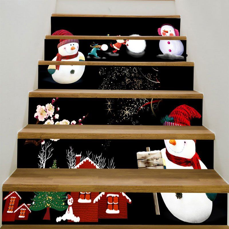 

Removable DIY Christmas Snowmen Stair Stickers, Colorful