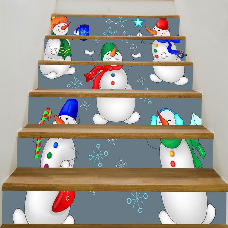 

Christmas Snowman Candy Printed DIY Stair Stickers, Colorful