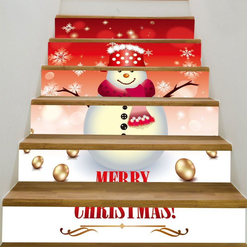 

Snowman Printed Decorative Stair Stickers, Colorful