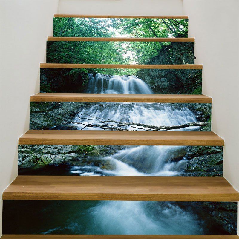

Forest Swift Stream Print Stair Stickers, Green