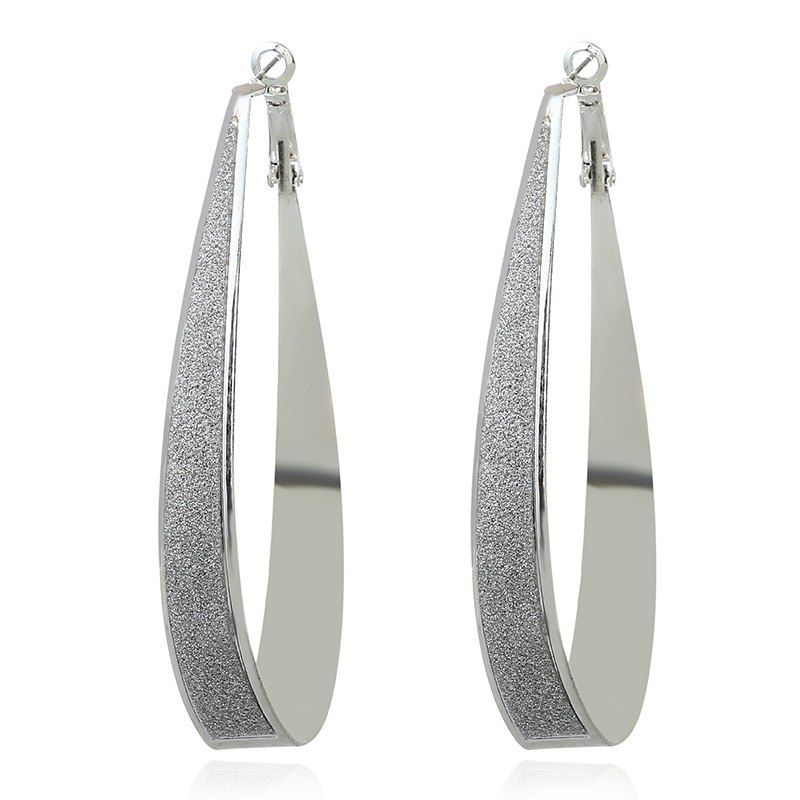 

Punk Alloy Teardrop Hoop Earrings, Silver