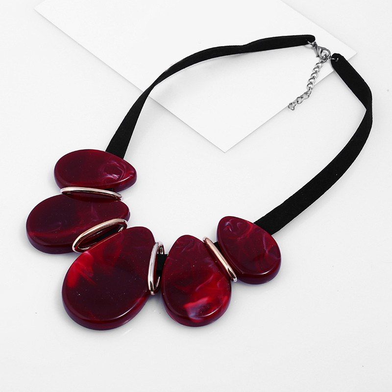 

Resin Vintage Teardrop Necklace, Deep red