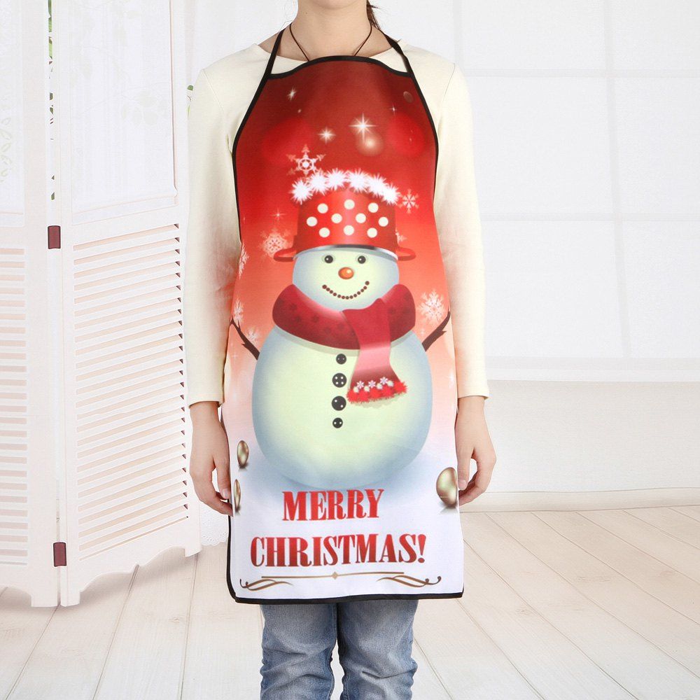 

Merry Christmas Snowman Print Kitchen Apron, Colormix