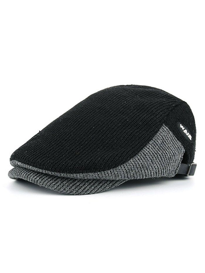 

Vintage Letter Label Embellished Adjustable Duckbill Hat, Black
