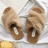 cross strap fur slippers