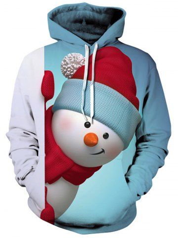 Sale Kangaroo Pocket Snowman 3D Printed Christmas Hoodie