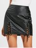 Mini Lace Up Faux Leather Skirt -  