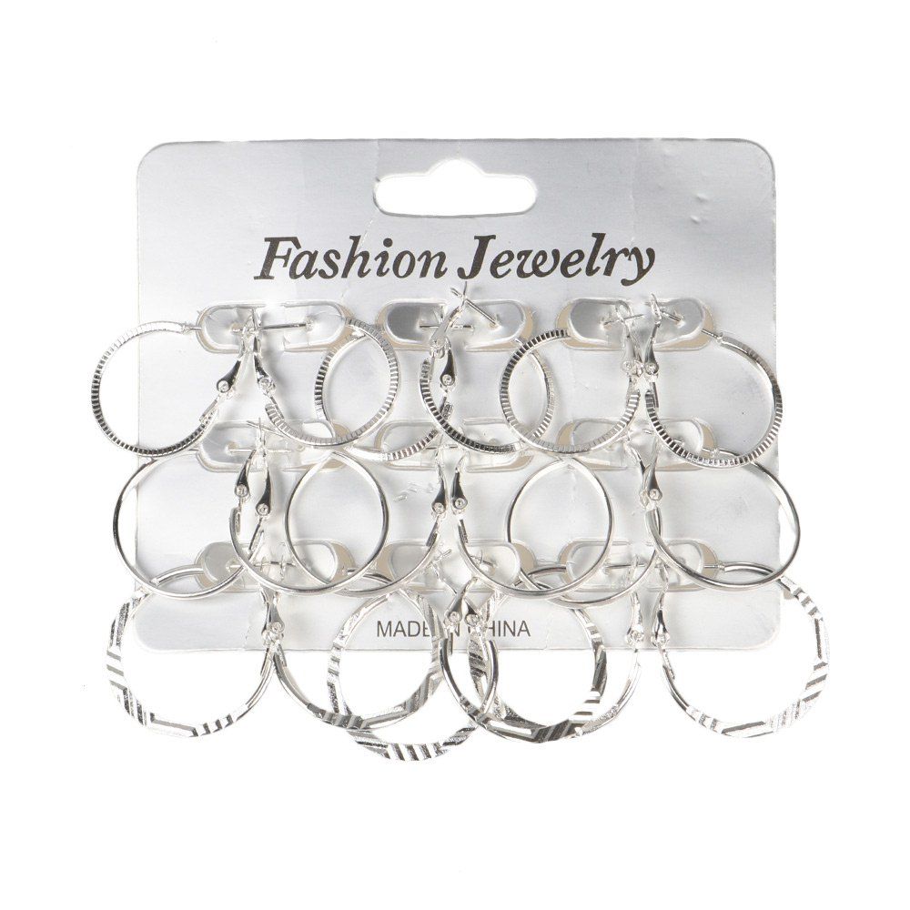 

Alloy Punk Circle Hoop Earring Set, Silver