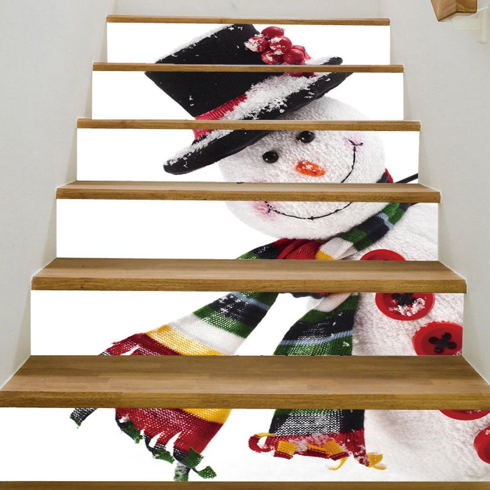 

Christmas Snowman Pattern Decorative Stair Stickers, Colormix