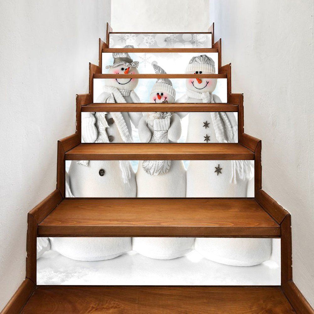

Christmas Snowmen Family Pattern Decorative Stair Stickers, Grey white