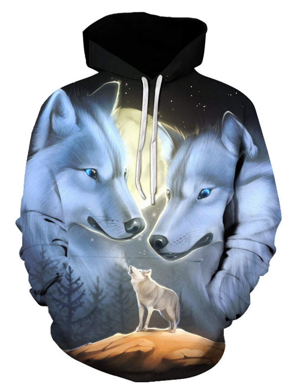 

Hooded Wolves 3D Print Pullover Hoodie, Colormix