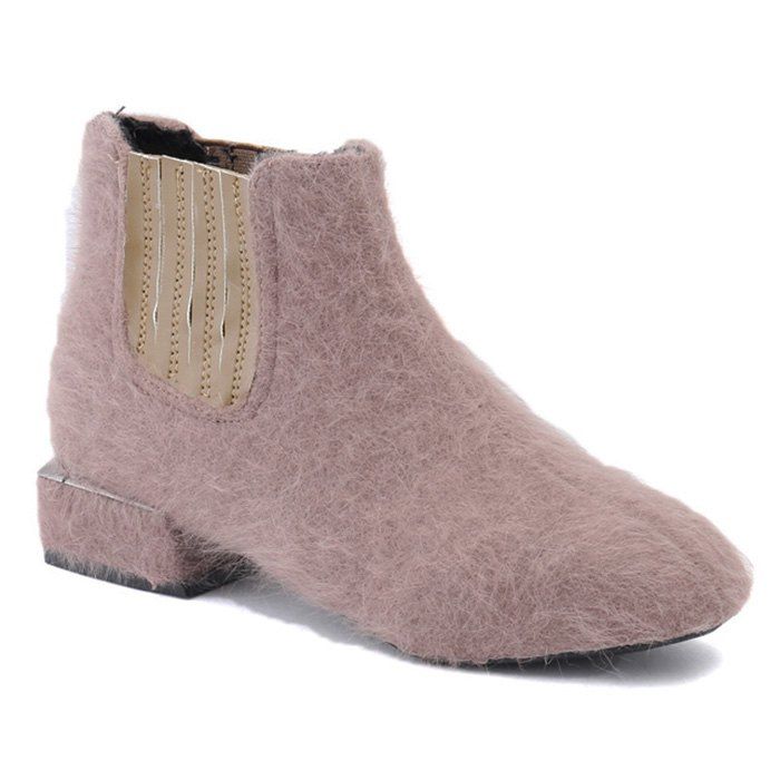 

Faux Fur Elasticized Side Panel Ankle Boots, Pink