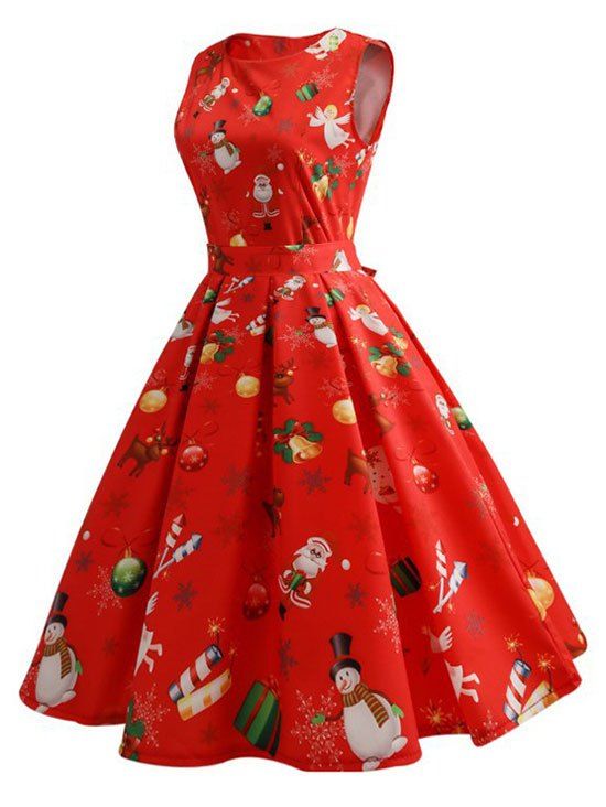 

Reindeer Santa Claus Vintage Dress, Red
