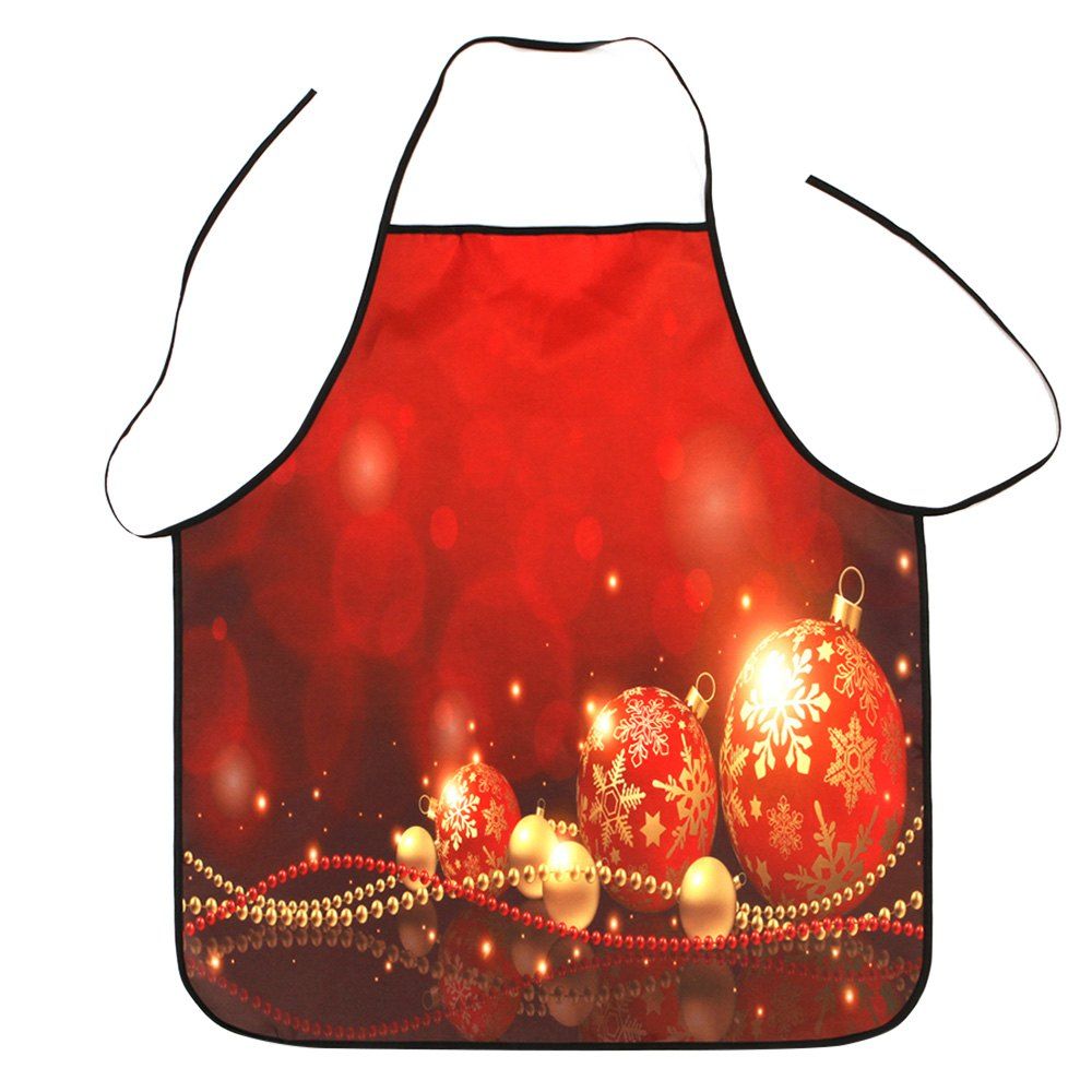 

Christmas Balls Pattern Waterproof Polyester Apron, Red