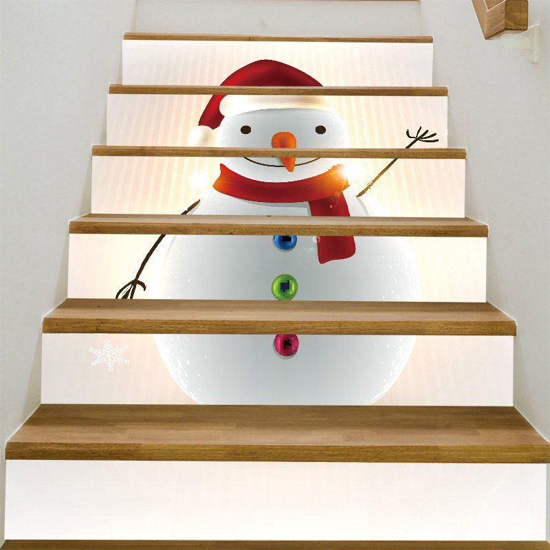 

Chubby Christmas Snowman Decoration Stair Stickers, Colorful