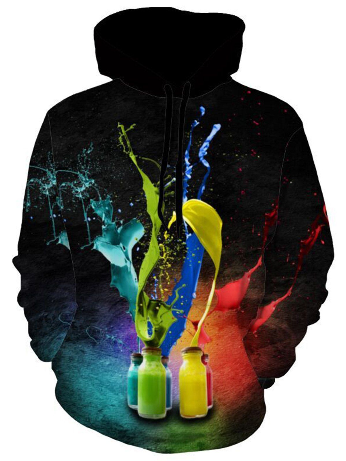 

Drawstring Bottle Colored Painted Hoodie, Colormix
