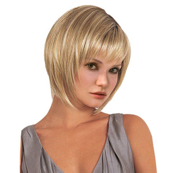 

Short Side Fringe Straight Synthetic Wig, Golden