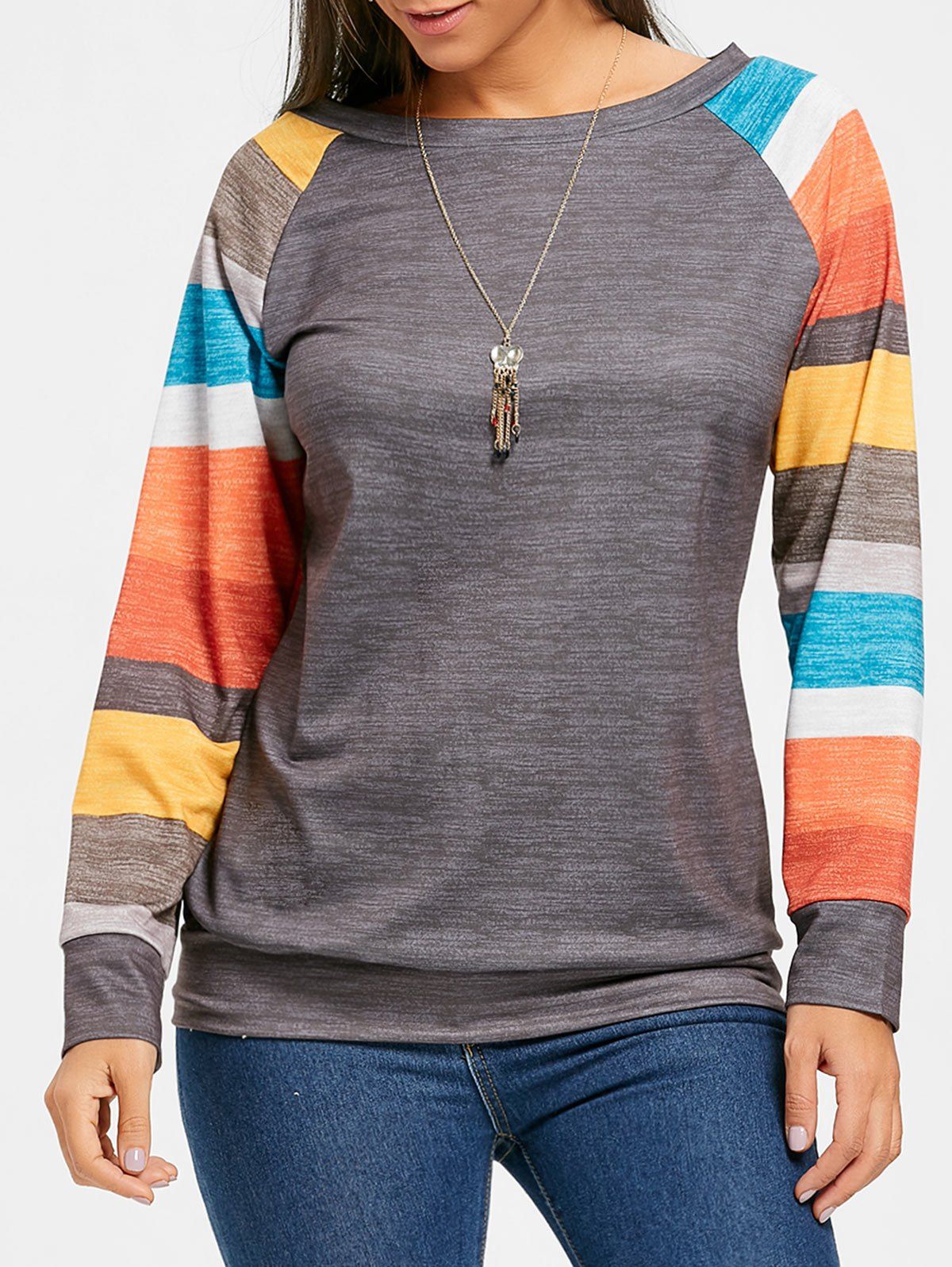 

Raglan Sleeve Color Block Tunic Top, Deep gray