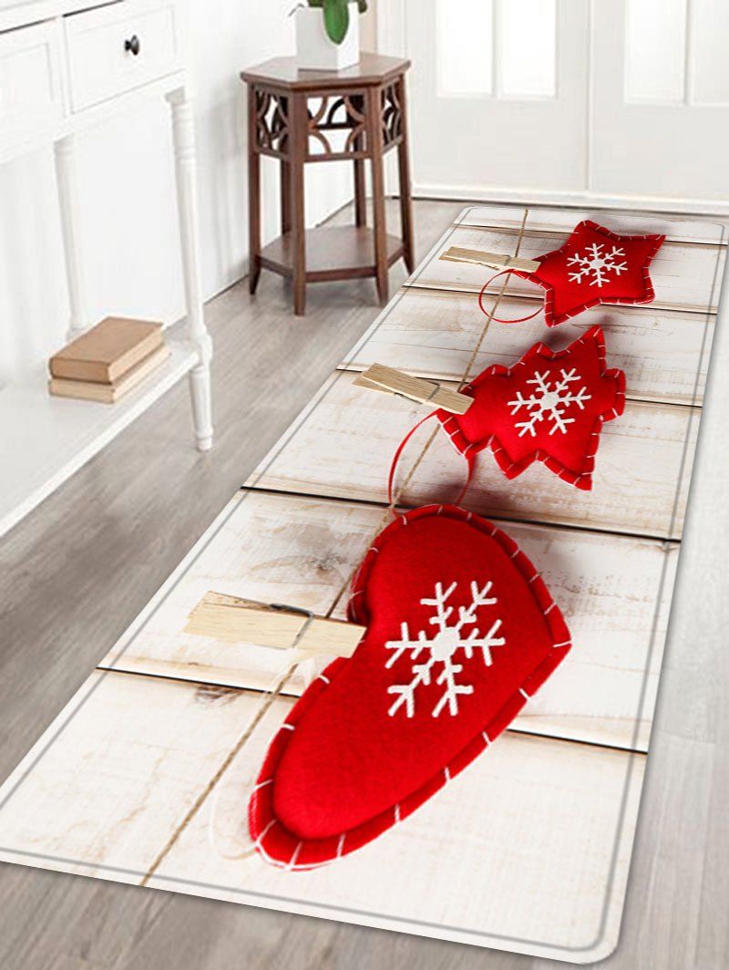 

Christmas Ornament Pattern Anti-skid Water Absorption Area Rug, Red