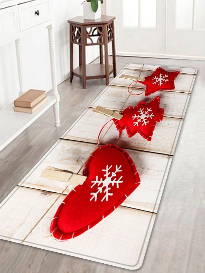 

Christmas Ornament Pattern Anti-skid Water Absorption Area Rug, Red