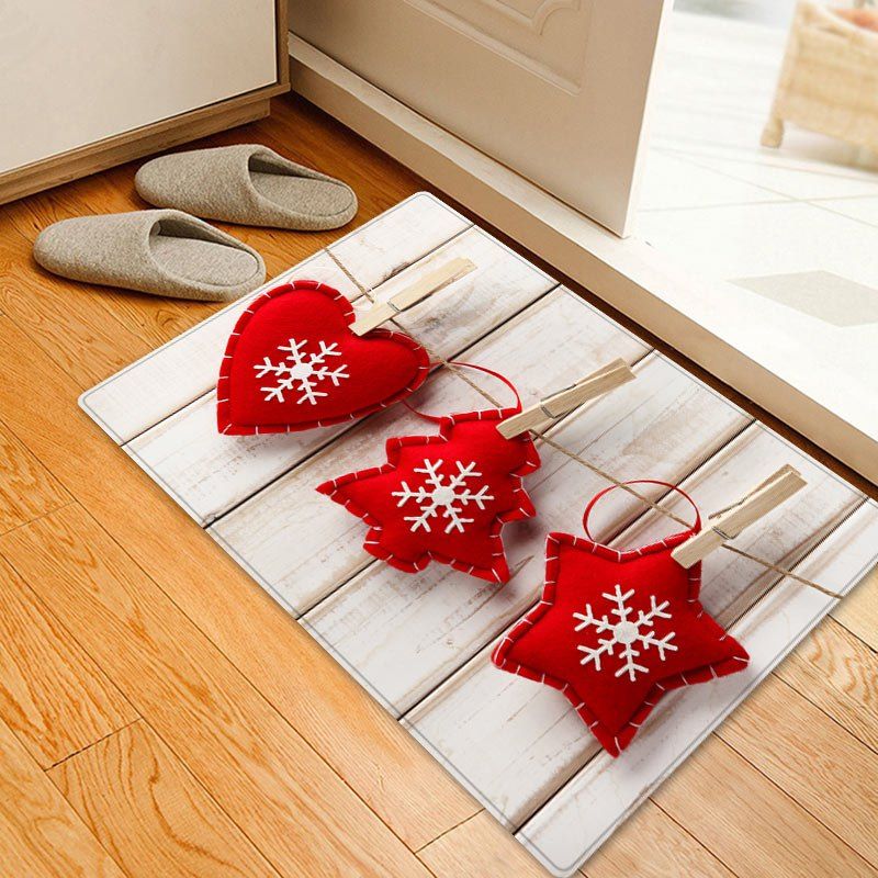 

Christmas Ornament Pattern Anti-skid Water Absorption Area Rug, Red