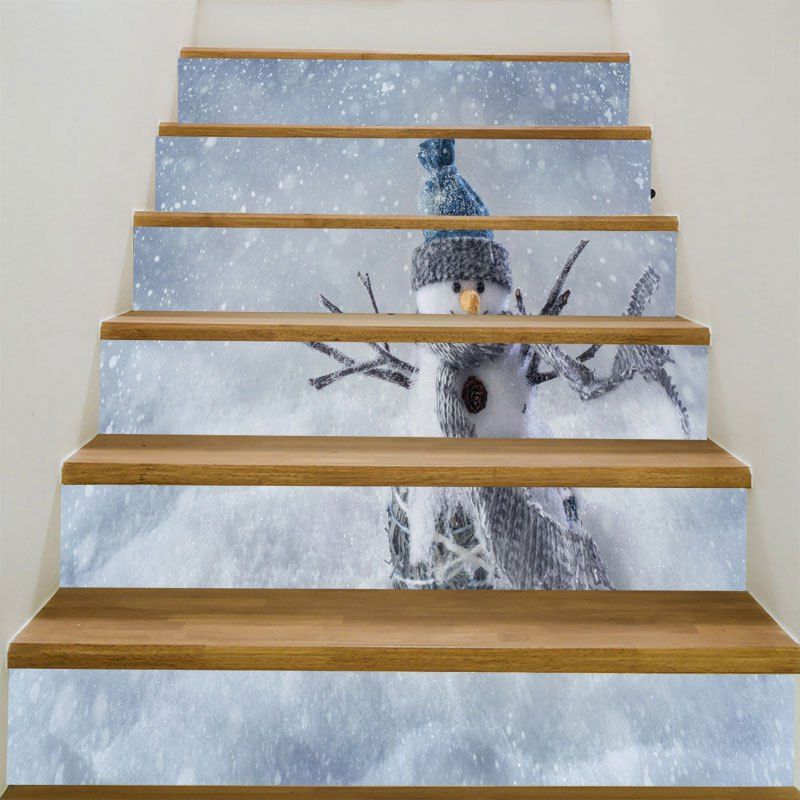 

Snows and Snowman Pattern Decorative Stair Stickers, Gray