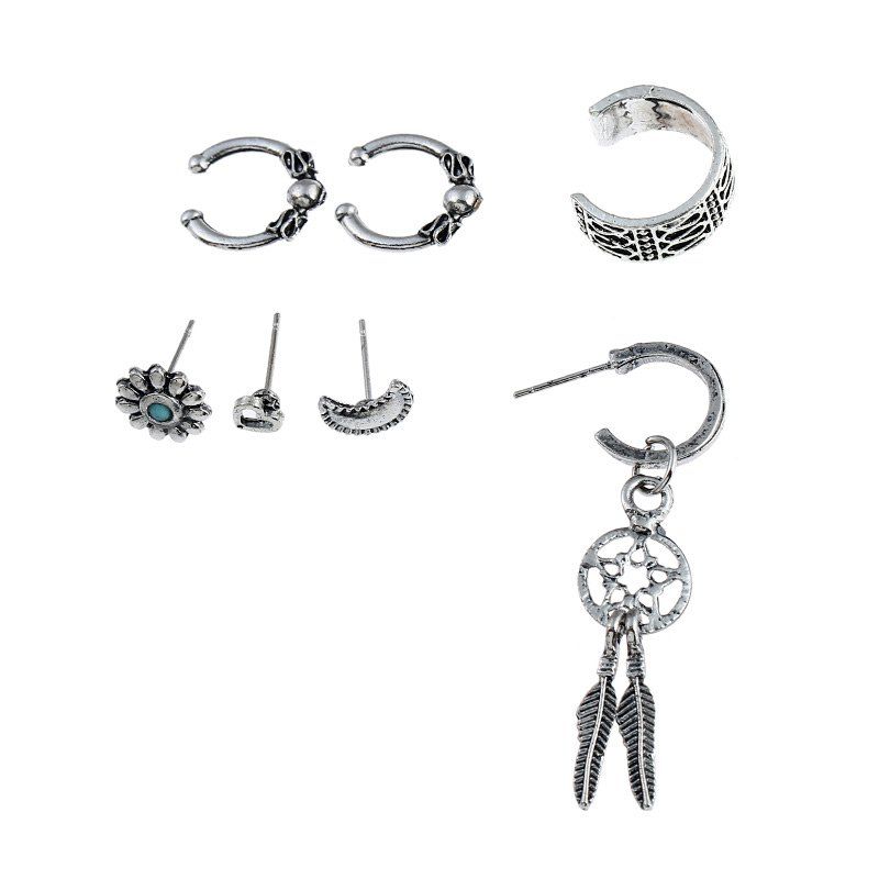 

Moon Dreamcatcher Heart Stud Earring Set, Silver