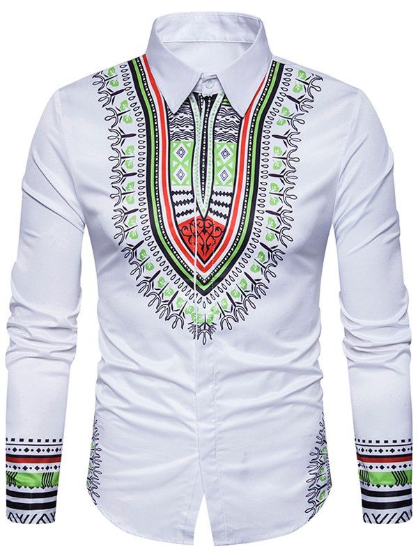 

National Geometric Print Long Sleeve Shirt, White