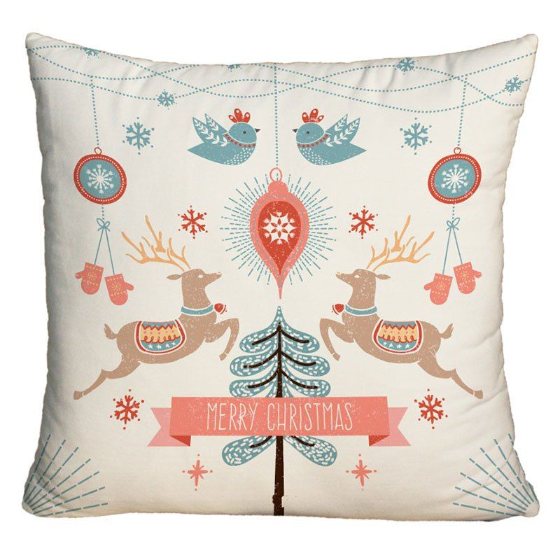 

Merry Christmas Graphic Square Decorative Pillowcase, Colormix