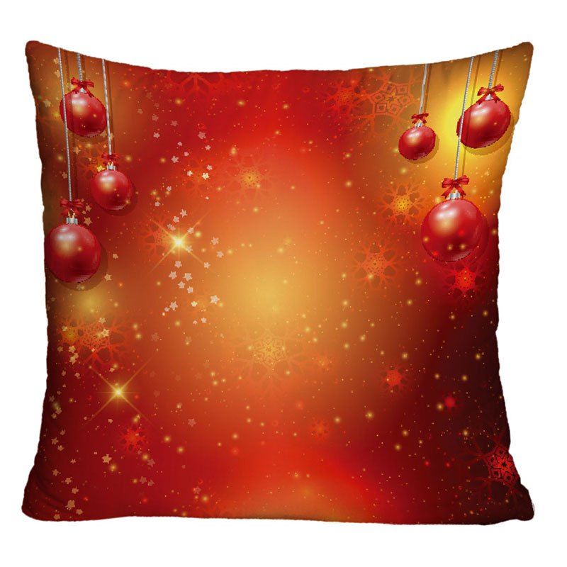 

Christmas Hanging Balls Print Square Decorative Pillow Case, Red