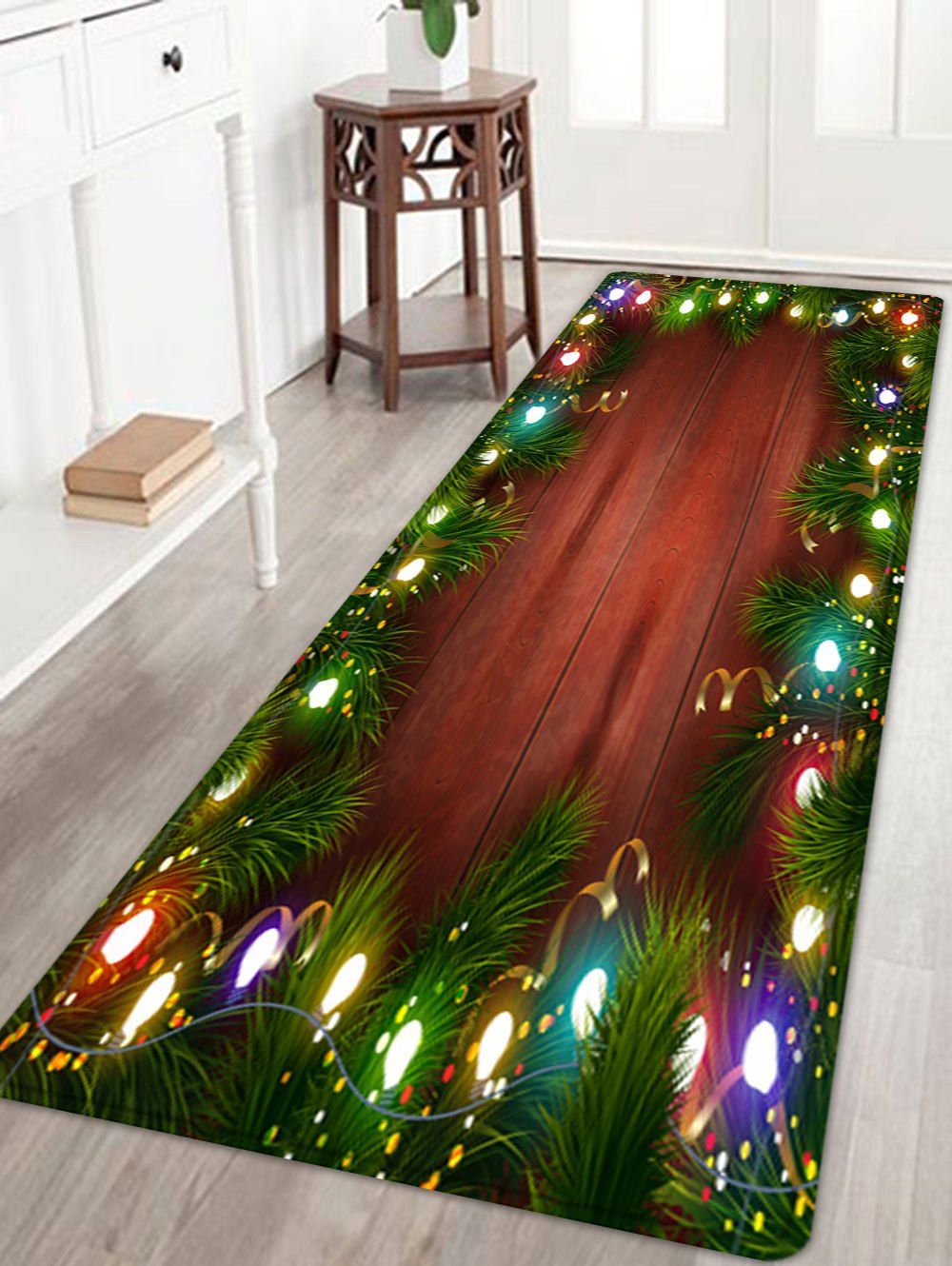 

Christmas Pine Lights Pattern Anti-skid Water Absorbing Area Rug, Colormix