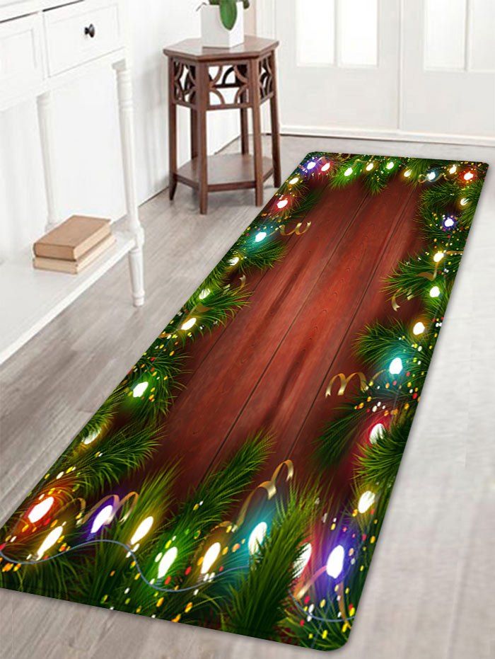 

Christmas Pine Lights Pattern Anti-skid Water Absorbing Area Rug, Colormix