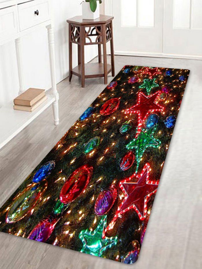 

Christmas Star Balls Pattern Anti-skid Water Absorbing Area Rug, Colormix