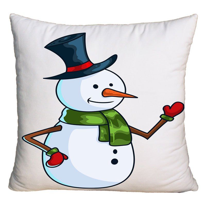 

Christmas Snowman Pattern Decorative Pillowcase, White