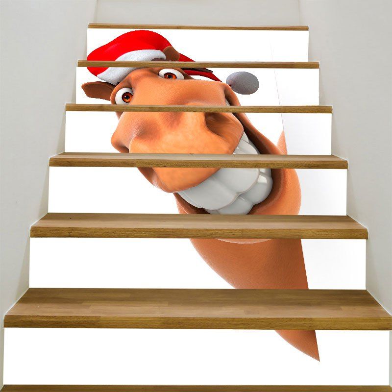 

Christmas Smile Deer Printed DIY Stair Stickers, Brown