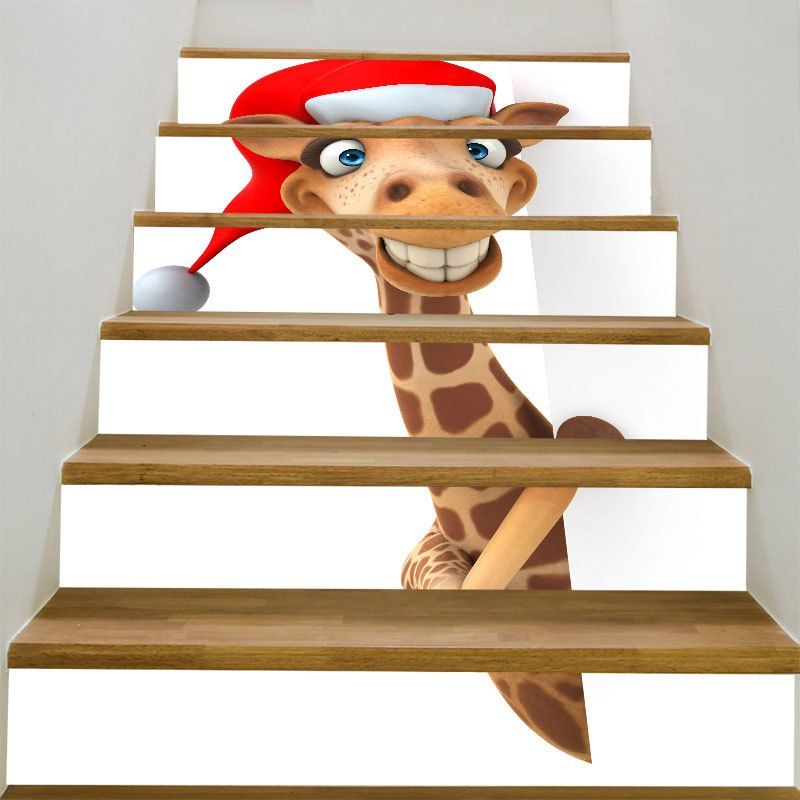 

DIY Christmas Giraffe Printed Decorative Stair Stickers, Colormix