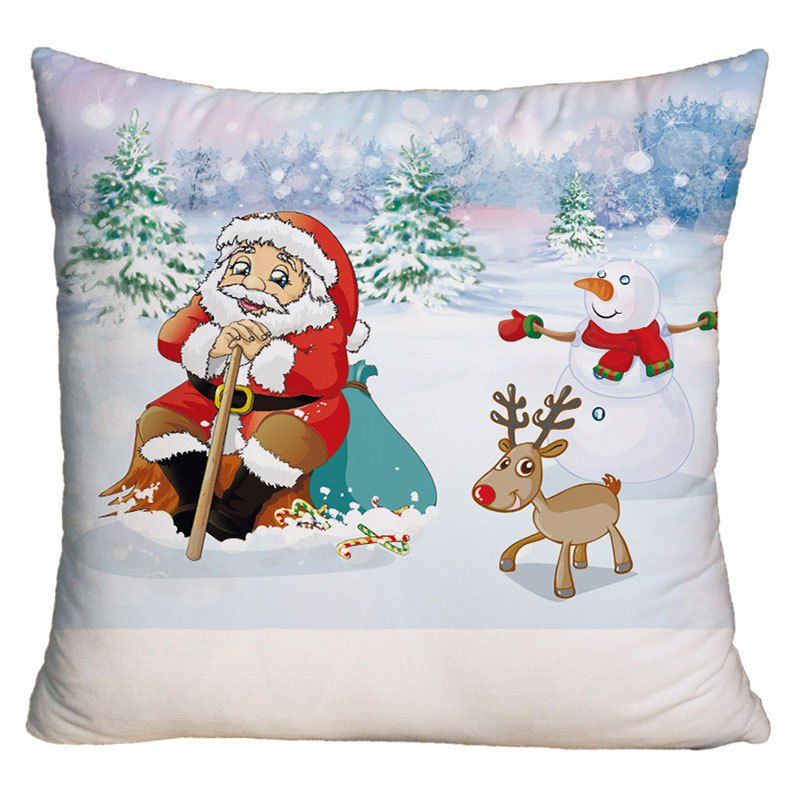 

Christmas Snowscape Santa Claus Printed Decorative Pillow Case, Colormix