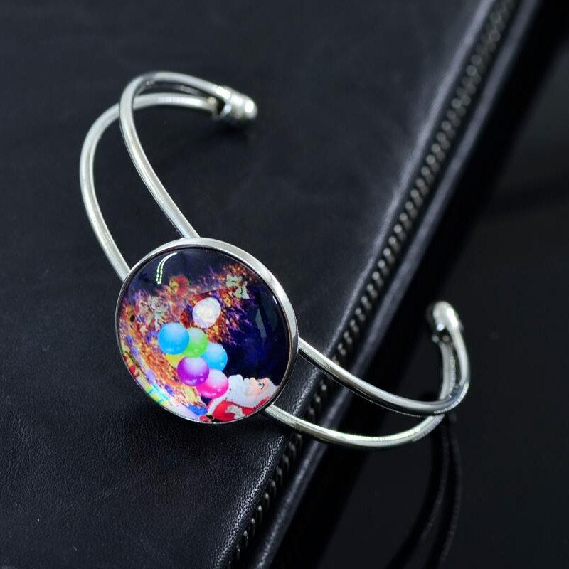 

Christmas Print Round Cuff Bracelet, Pattern c