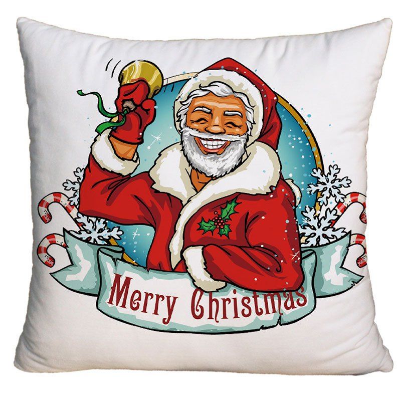 

Santa Claus Pattern Decorative Square Christmas Pillow Case, White