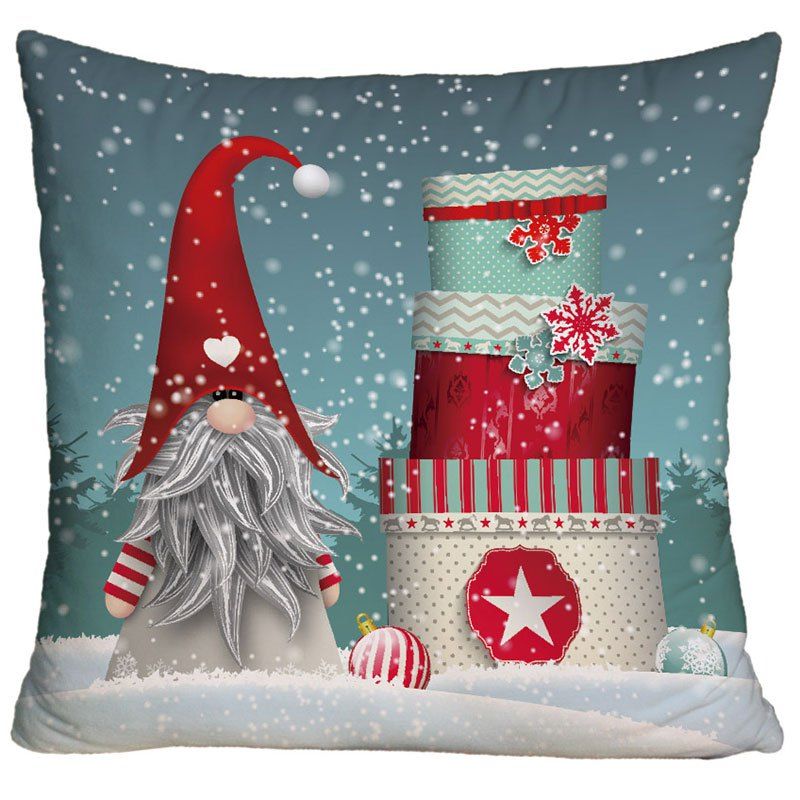 

Ugly Santa Claus Christmas Gift Print Square Decorative Pillowcase, Colormix