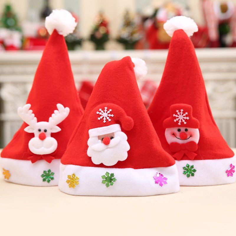

Different Ornaments Christmas Hat For Kids, Random color pattern