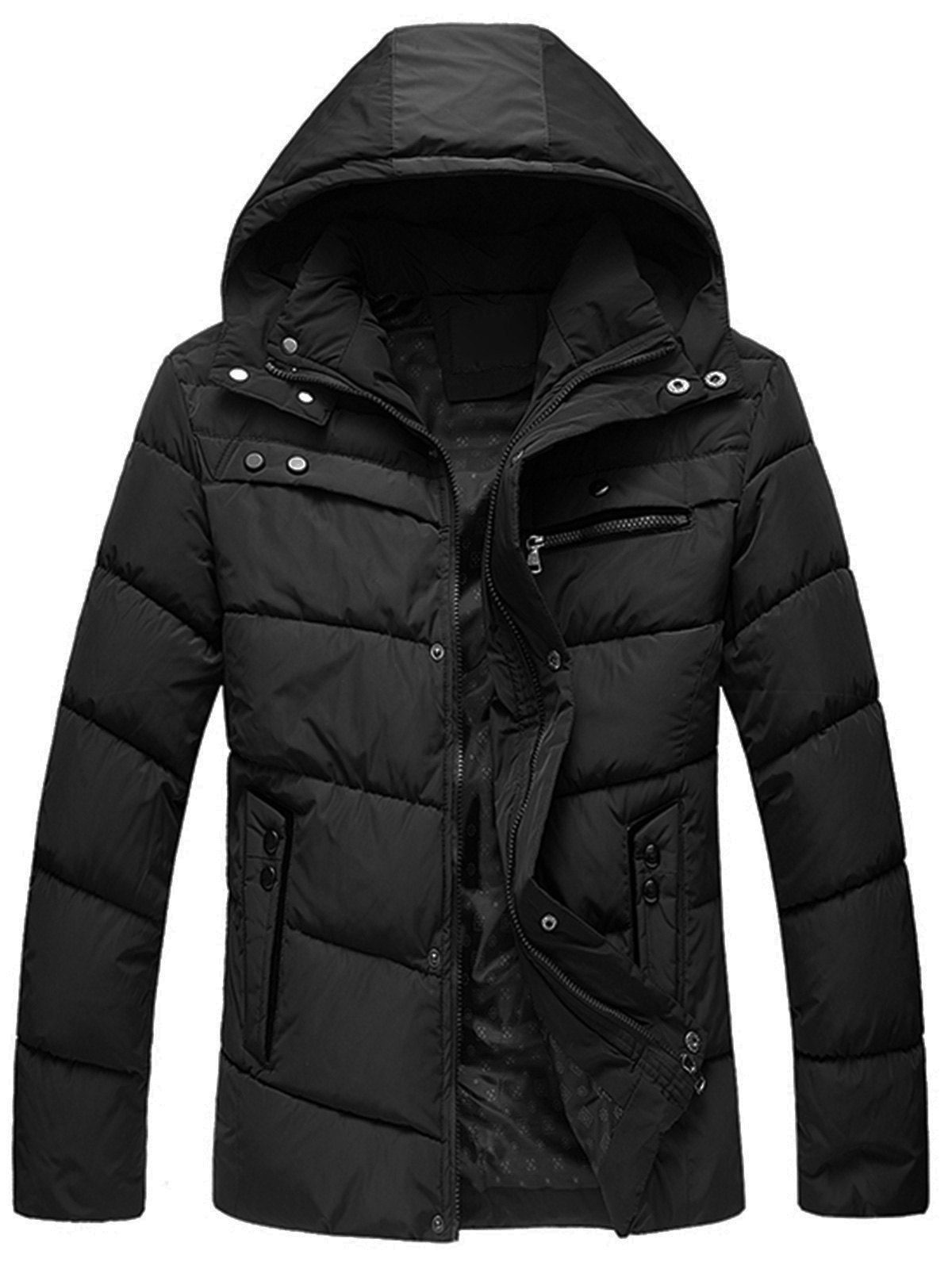 [58% OFF] Zip Up With Snap Button Closure Puffer Jacket | Rosegal