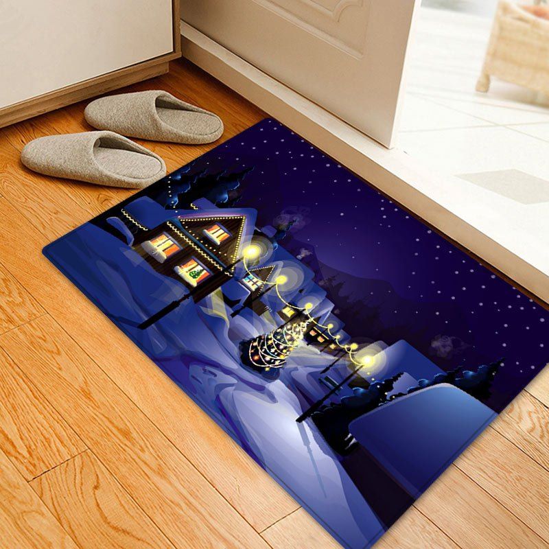 

Christmas Village Night Pattern Anti-skid Water Absorption Area Rug, Colormix