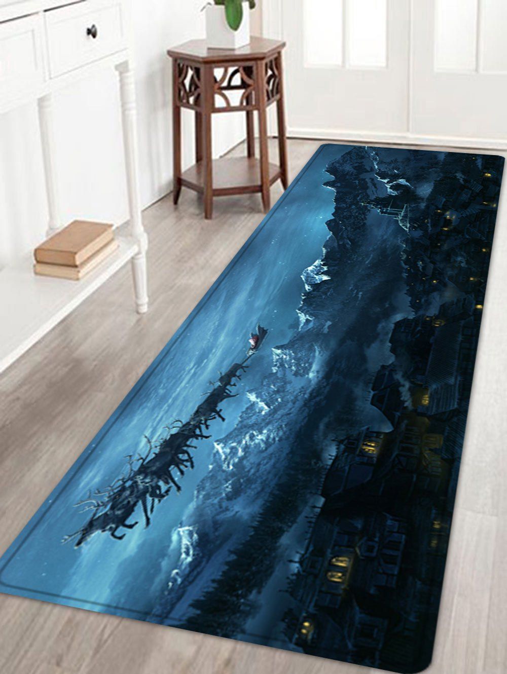 

Christmas Mountains Night Pattern Anti-skid Water Absorption Area Rug, Colormix